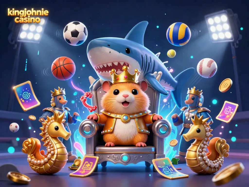 Engage in thrilling gameplay at kingjohnnie casino with a fierce golden hamster king and dynamic sports elements.