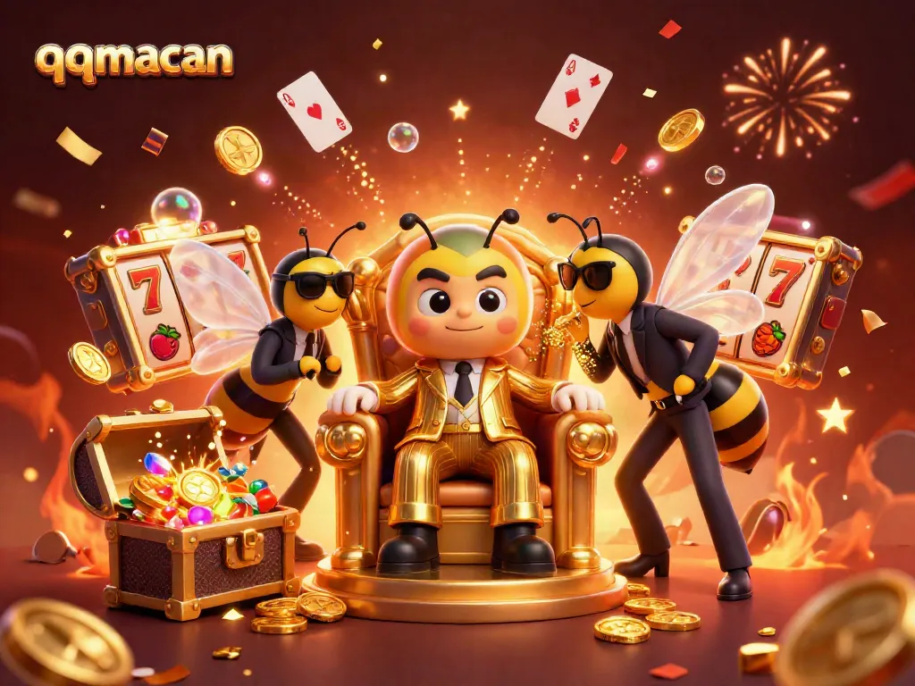 Spin to win with qqmacan in an exciting, visually rich casino adventure illustration.