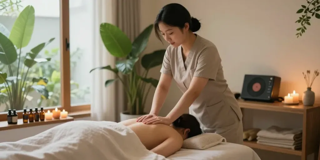 수원토닥이 마사지 서비스를 제공하는 편안한 스파 환경