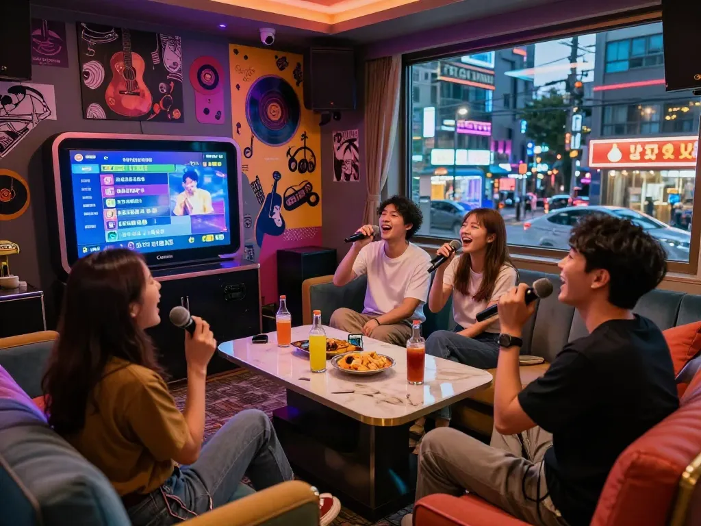 강남 달토에서 즐거운 노래방 모임을 즐기는 친구들