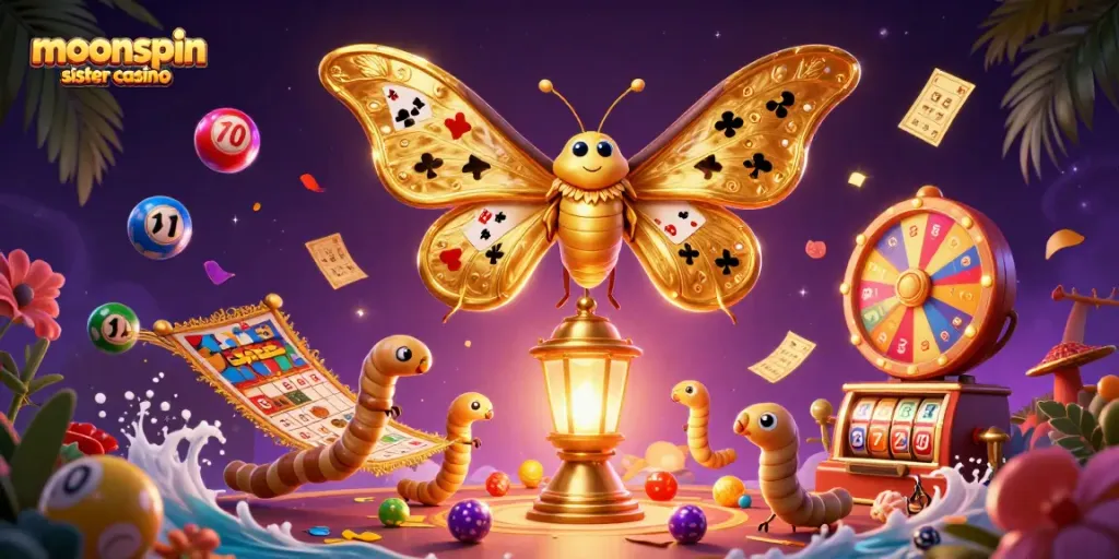 Win big with moonspin sister casino as vibrant games explode in 3D digital illustration.