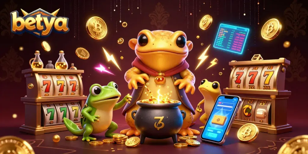 Engage with betya's unique online slots atmosphere featuring a lively golden alchemist scene.