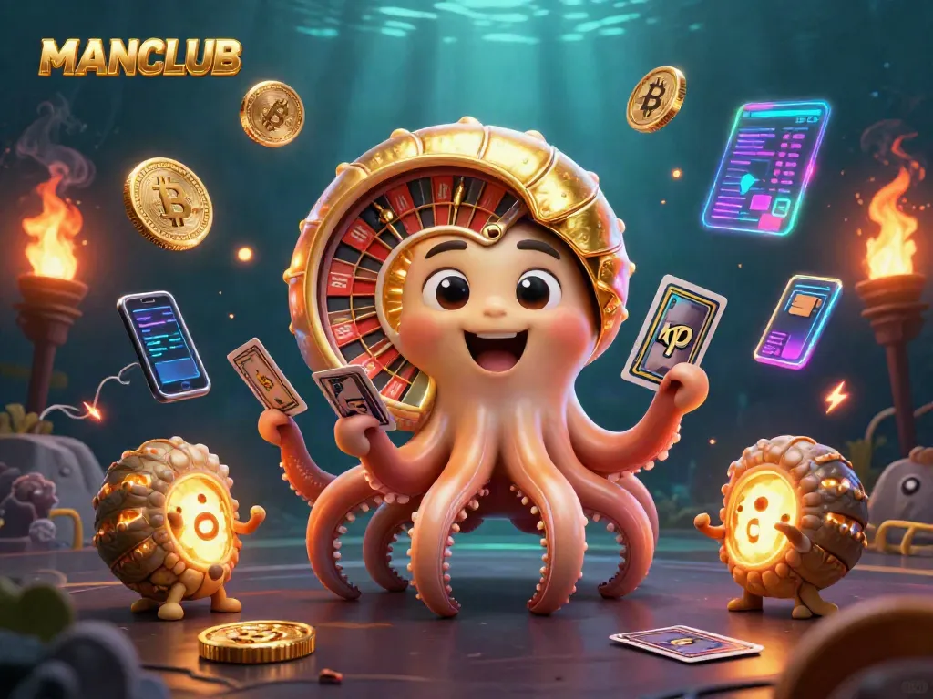 Experience thrilling gameplay at MANCLUB with dynamic casino elements like roulette, cards, and crypto coins.
