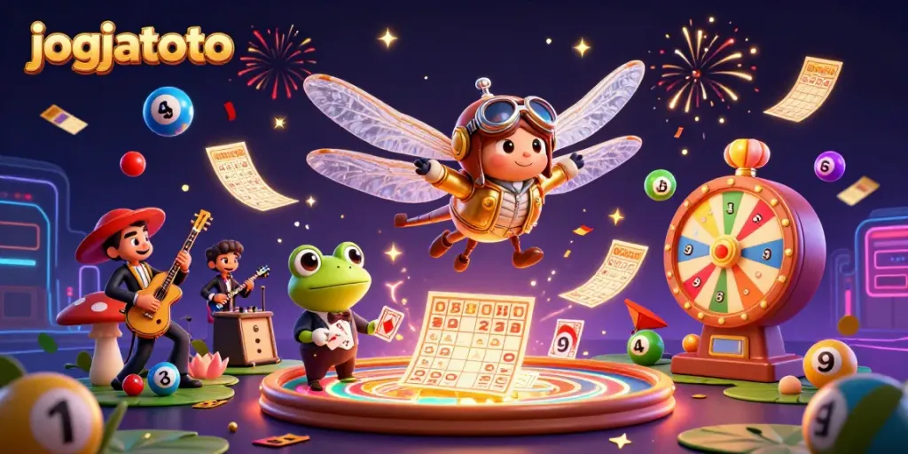 Experience the thrill of jogjatoto with vibrant elements and lively characters in an exciting casino scene.