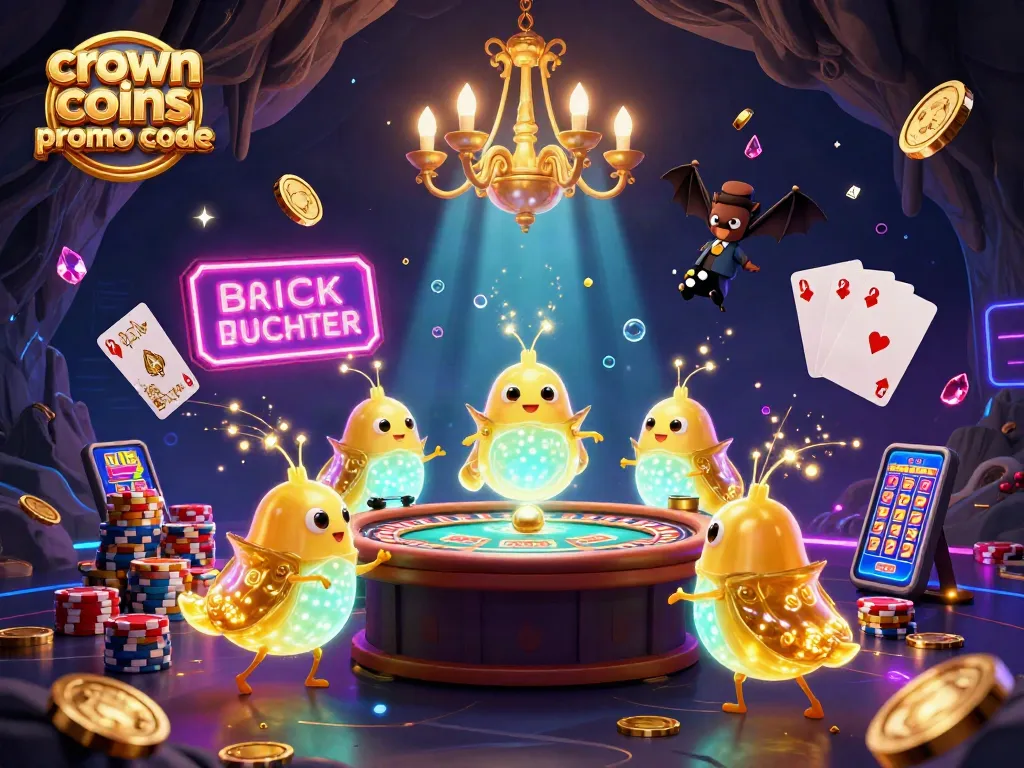 Cascade sparkling gems while playing with crown coins promo code in a vibrant cave casino setting.