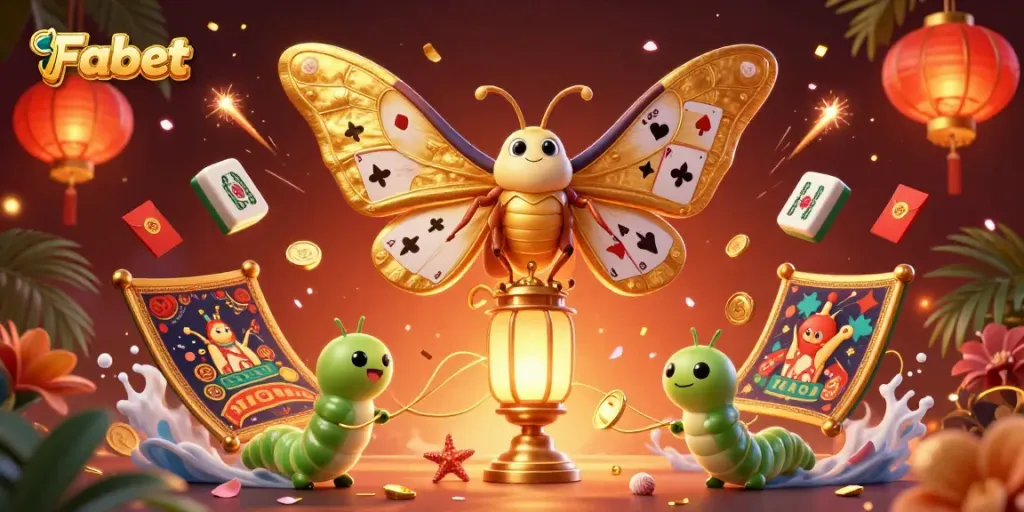 Experience the vibrant world of Fabet with this ultra-detailed 3D casino scene filled with vibrant symbols of luck and fortune.