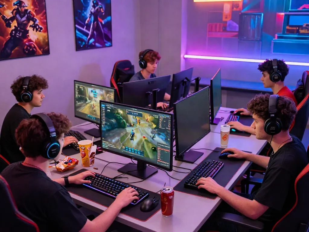 Engaging gamers in a vibrant online setup showcasing qqmacan gaming atmosphere.