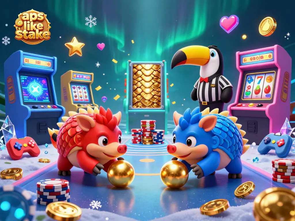 Play exciting games like slots with apps like stake featuring colorful pangolins and vibrant casino elements.