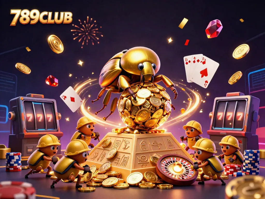 Experience thrilling gameplay at 789CLUB amid golden coins and vibrant casino elements.