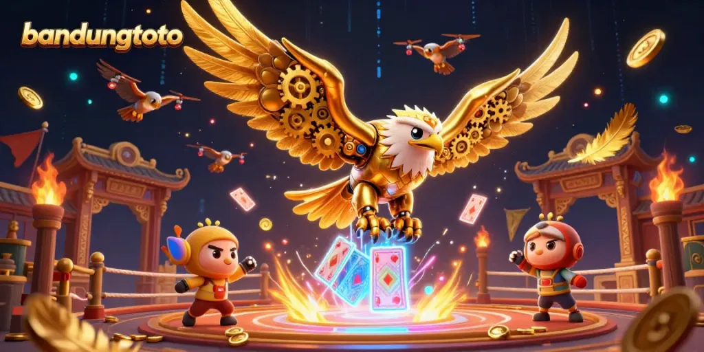 Experience the excitement of bandungtoto with a dazzling 3D eagle diving through holographic playing cards.