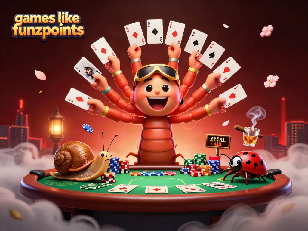 Engage with games like funzpoints as players enjoy vibrant casino action featuring a millipede dealer and high-roller.
