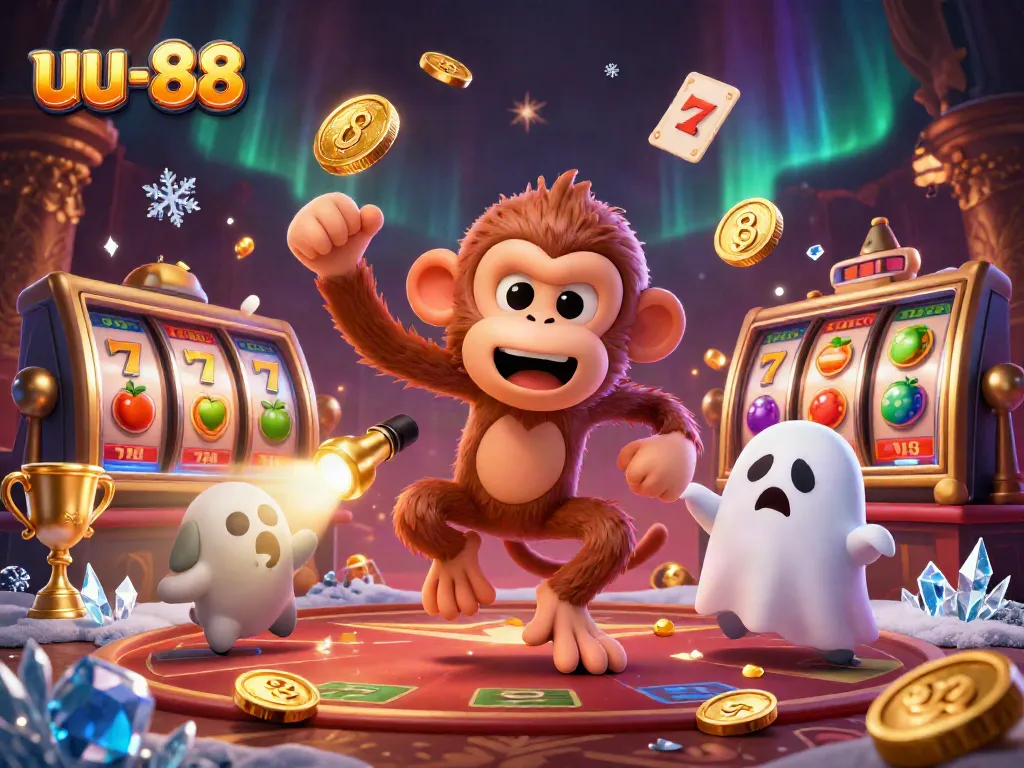 Engage with the captivating world of uu-88 as playful characters mix coins and slots in a thrilling casino atmosphere.