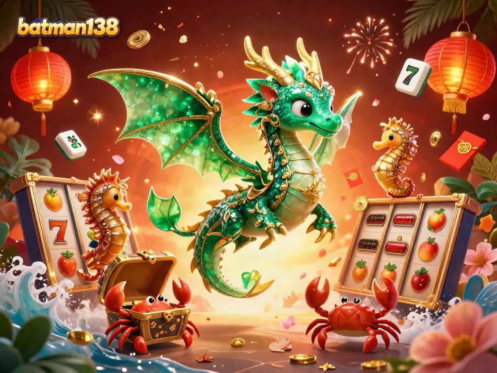 Enhance your gameplay at batman138 with vibrant slot reels and an enchanting sea dragon.