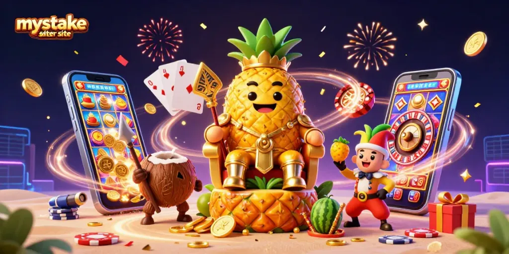 Experience dynamic gaming action with the mystake sister site features in this vibrant casino illustration.