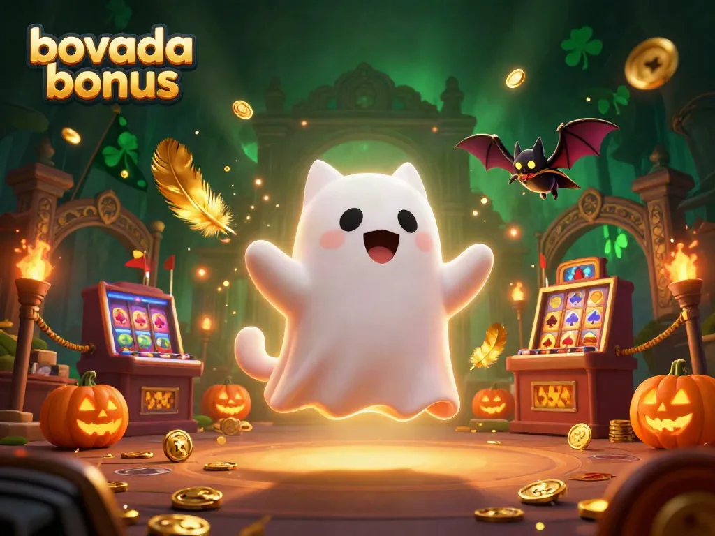Engage with the Bovada bonus in this vibrant casino ghost scene filled with glowing elements and excitement.