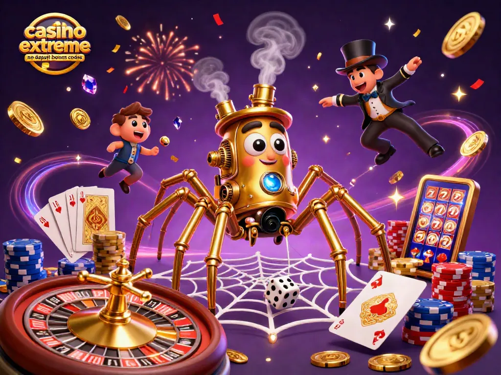 Experience thrilling casino extreme no deposit bonus codes with an animated steampunk scene full of winning excitement.
